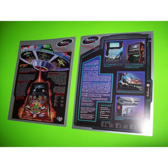 Revenge From Mars Pinball FLYERS Set Of 2 NOS Bally Original Space Age Aliens - Picture 4 of 5
